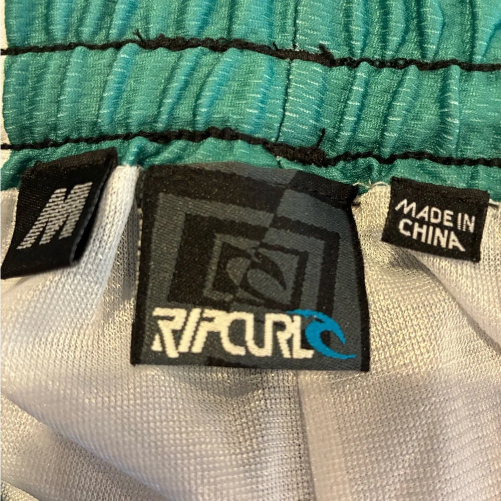 Rip Curl Boardshorts Mens Medium NWT Blue Green Plaid Swim Trunks Elastic Waist